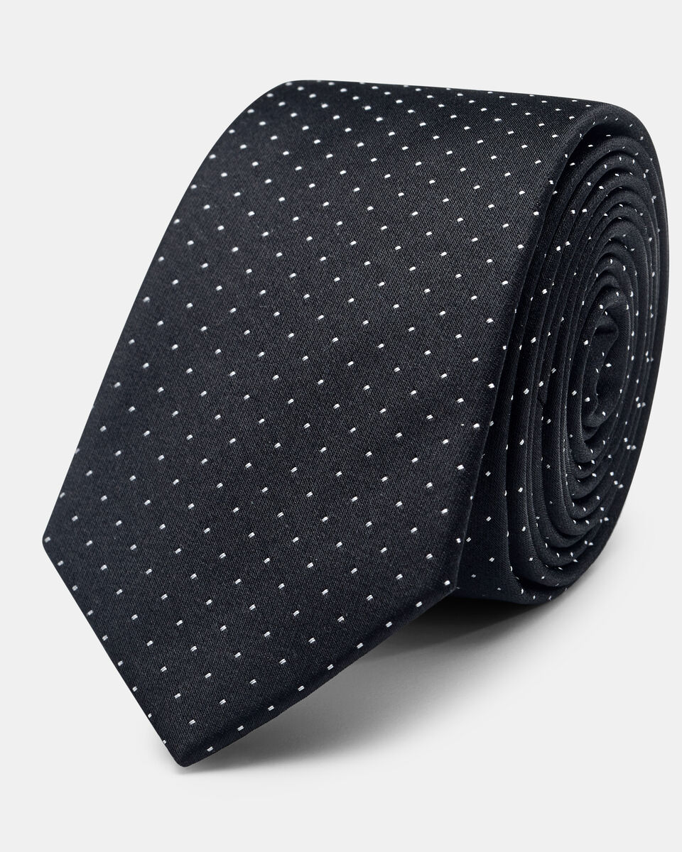 Biati Ultra Slim Micro Dot Silk Tie, Black, hi-res